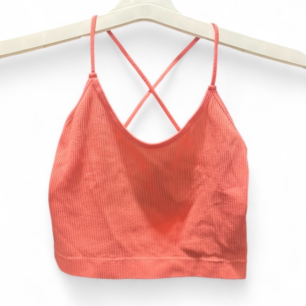 BUNDLE - 2PCS of Pink Ribbed Strappy Bralette